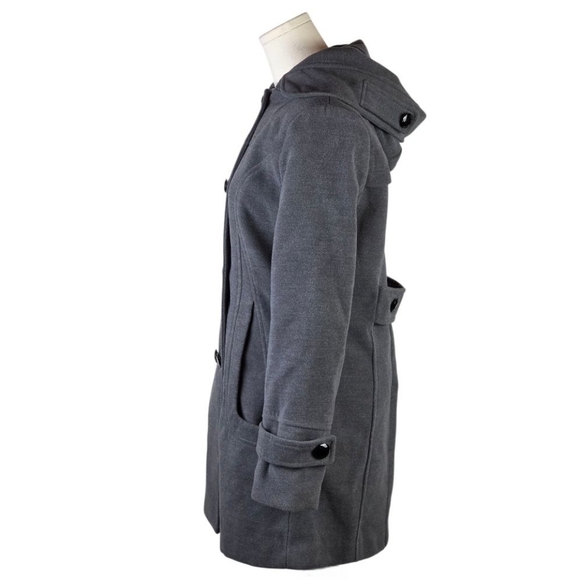 Tanming Gray Lambs Wool Blend Hooded Double Breasted Coat - Picture 5 of 10